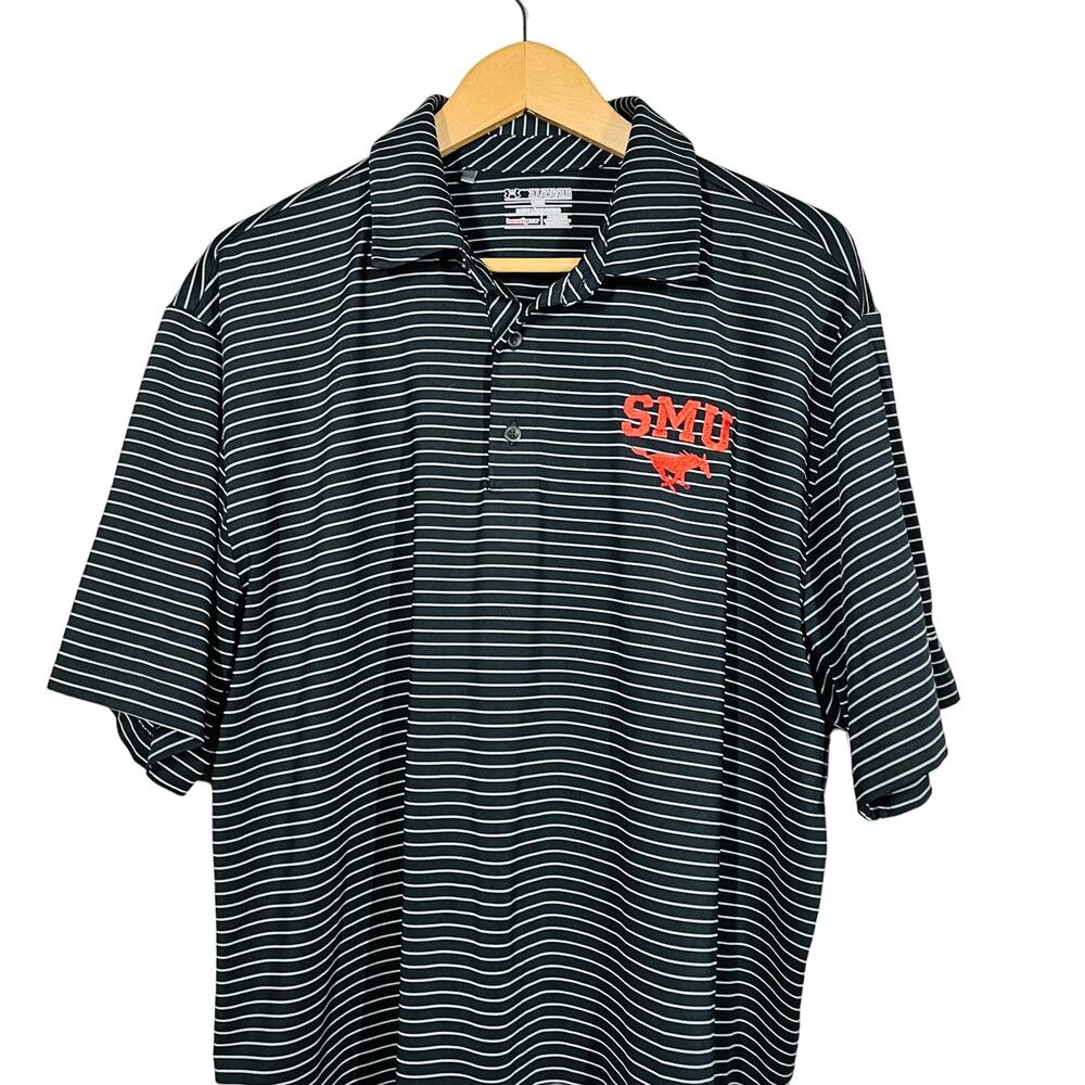 Under Armour SMU Polo Shirt Stripe Short Sleeve Black White - 2XL